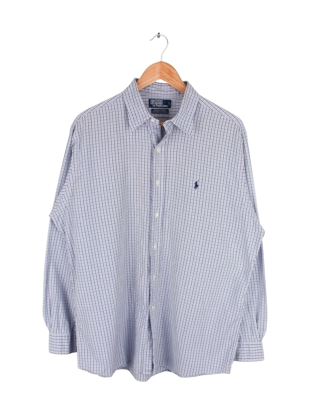 Polo Ralph Lauren Lowell Sport Check Button Shirt Blue White Mens Large